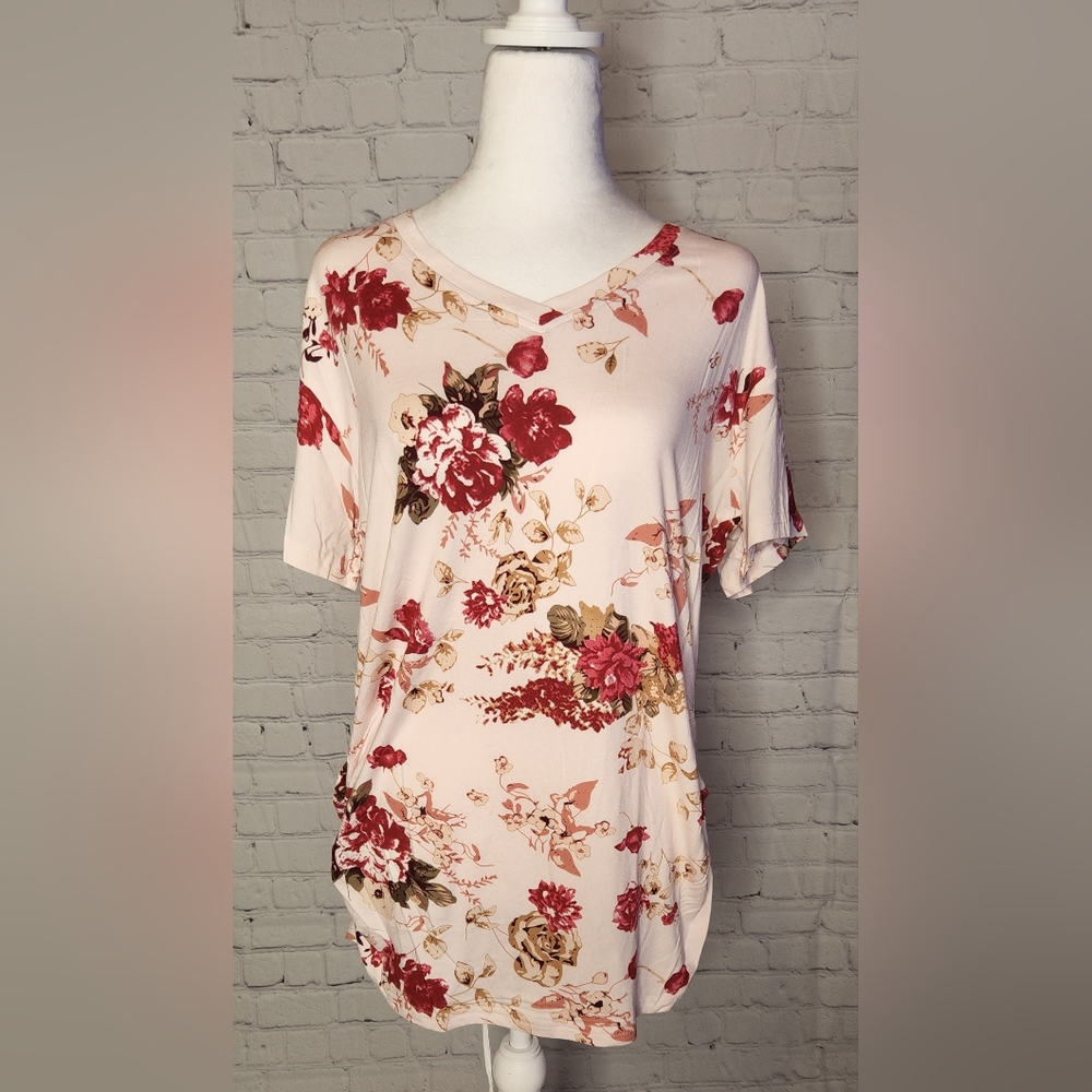 Vneck Tunic Top with Side Ruching